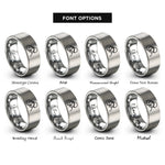 font options for inside engraving on gray saluting soldier silhouette rings