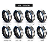 font options for inside engraving on black & blue & gray sambo emblem circle rings