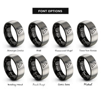 font options for inside engraving on black & grey samosa rings