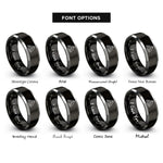 font options for inside engraving on black & silver samosa rings