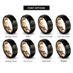 font options for inside engraving on black & rose gold samosa rings