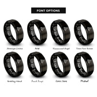font options for inside engraving on black samosa rings