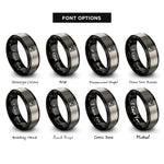 font options for inside engraving on black & silver sampler pad grid rings