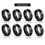 font options for inside engraving on black & gray sampler pad grid rings