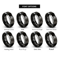 font options for inside engraving on black & gray sampler pad grid rings