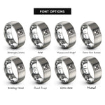 font options for inside engraving on grey sampler pad grid rings