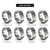 font options for inside engraving on grey sampler pad grid rings