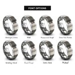 font options for inside engraving on silver sampler pad grid rings