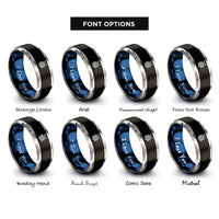 font options for inside engraving on black & blue & silver samurai helmet mask rings