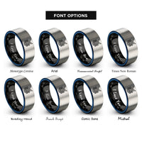 font options for inside engraving on black & blue & gray samurai helmet mask rings