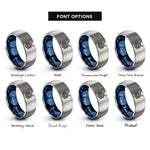 font options for inside engraving on blue & silver samurai helmet mask rings