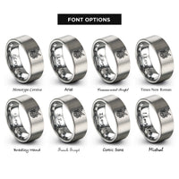 font options for inside engraving on grey samurai helmet mask rings