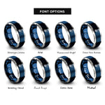 font options for inside engraving on blue & gray samurai katana rings