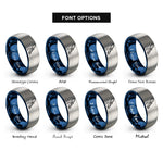 font options for inside engraving on blue & silver san francisco bay rings