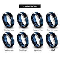 font options for inside engraving on blue & grey san francisco bay rings