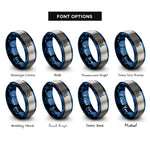 font options for inside engraving on blue & silver san francisco rings