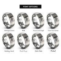 font options for inside engraving on silver san francisco rings