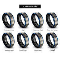 font options for inside engraving on black & blue & grey sand dollar rings