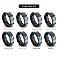 font options for inside engraving on black & blue & grey sand dollar rings