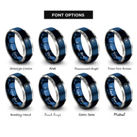 font options for inside engraving on blue & silver sand dollar rings