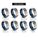 font options for inside engraving on blue & silver sand dollar rings