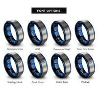 font options for inside engraving on blue & gray sand dollar rings