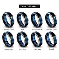 font options for inside engraving on blue & gray sand dollar rings