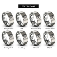 font options for inside engraving on grey sand dollar rings
