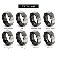 font options for inside engraving on black & silver sand ladders rings
