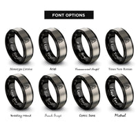 font options for inside engraving on black & grey sand ladders rings