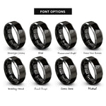 font options for inside engraving on black & grey sand ladders rings