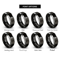 font options for inside engraving on black & grey sand ladders rings