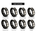 font options for inside engraving on black & silver sand paddle tracks rings