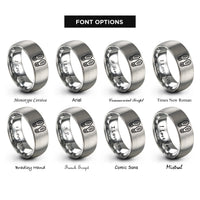 font options for inside engraving on gray sand paddle tracks rings