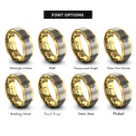 font options for inside engraving on gold & silver sand ripples rings