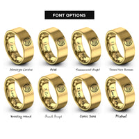 font options for inside engraving on gold sand ripples rings