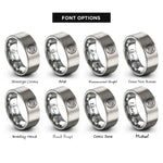 font options for inside engraving on gray sand ripples rings