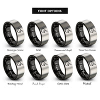 font options for inside engraving on black & grey sand scoop rings