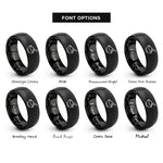font options for inside engraving on black sand scoop rings