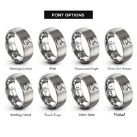 font options for inside engraving on grey sand scoop rings