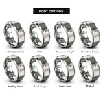 font options for inside engraving on silver sand scoop rings