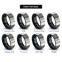 font options for inside engraving on black & blue & gray sandbag carry rings