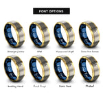 font options for inside engraving on gold & blue & grey sandcastle rings