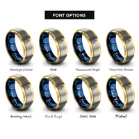 font options for inside engraving on gold & blue & grey sandcastle rings