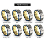 font options for inside engraving on gold & blue & grey sandcastle rings