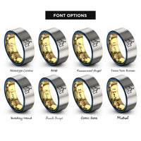 font options for inside engraving on gold & blue & grey sandcastle rings