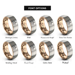 font options for inside engraving on rose gold & gray sandcastle rings