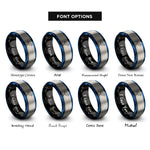 font options for inside engraving on black & blue & grey sandpiper rings