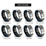 font options for inside engraving on black & blue & gray sandpiper rings