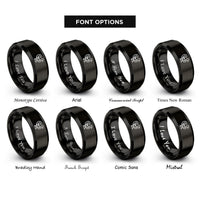font options for inside engraving on black sankofa bird adinkra rings